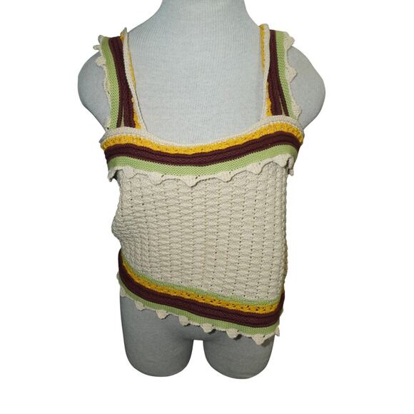 Marc New York Crochet Knit Tank Top Multicolor Boho Sleeveless M - Picture 2 of 5